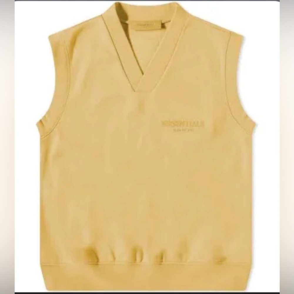 Essentials Yellow V-Neck Vest Size: M Women